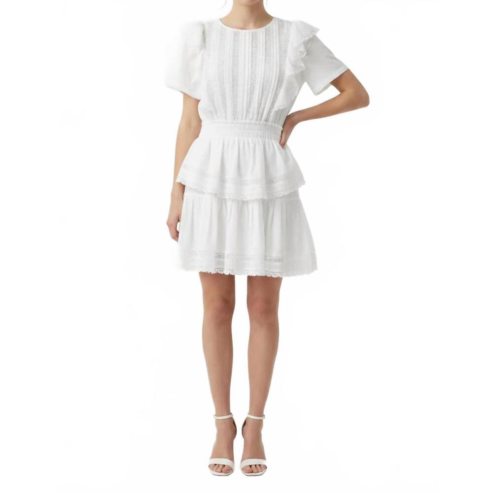 NEW STRAWBERRY PARIS sweet natasha cotton dress in white